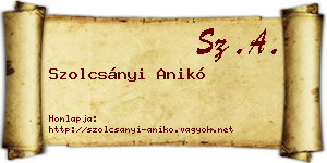 Szolcsányi Anikó névjegykártya